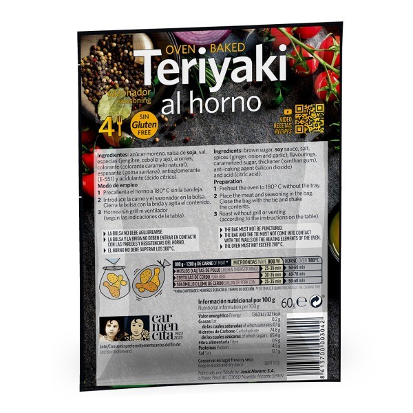 Adquiere Sazonador teriyaki al horno 60gr carmencita al mejor precio