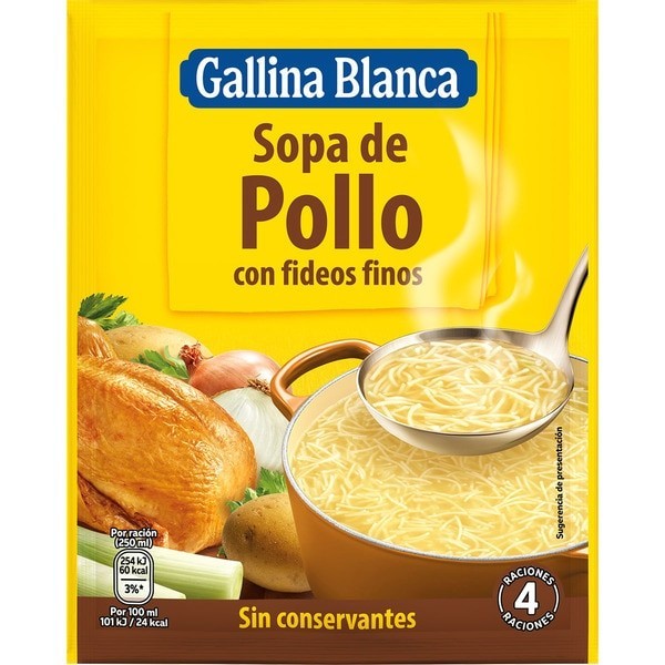 Consigue Sopa pollo fideos finos gallina blanca sobre 71gr al mejor