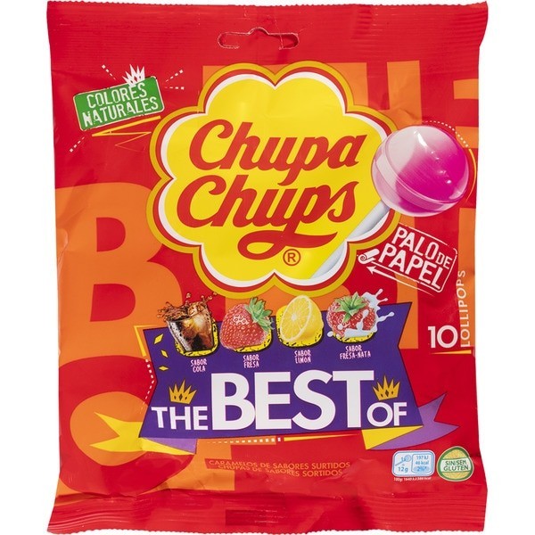 Obtén Chupa chups sabores 10u 120gr al mejor precio en OKSUPER.ES