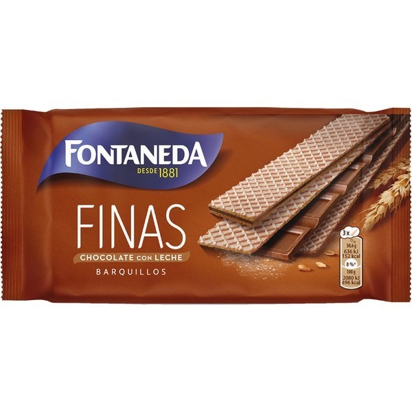 Descubre Finas barquillo choco- leche Fontaneda 92gr en oferta en