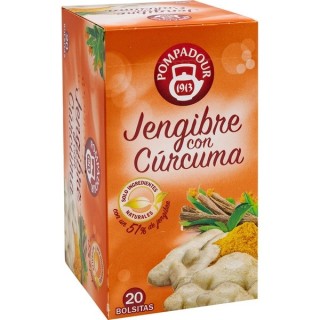 Obtén Pompadour jengibre con curcuma 35gr 20 sobres al mejor precio