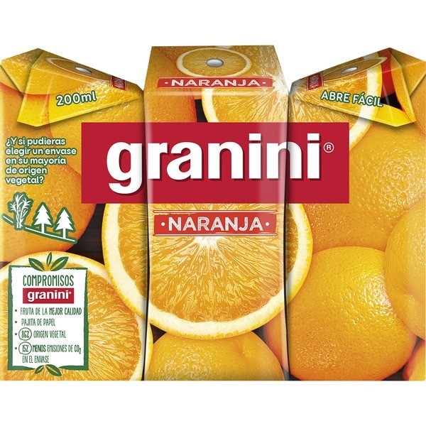 Néctar Granini naranja pack 3 bricks 200ml