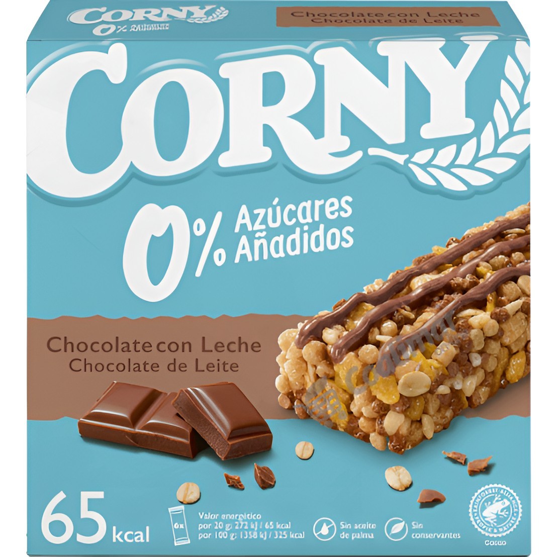Barrita Corny  chocolate leche 0% azúcares 120gr