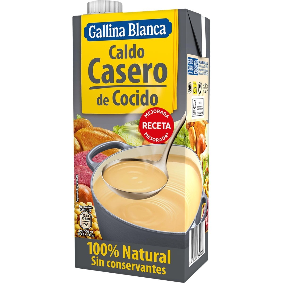 Caldo Casero de Cocido Gallina Blanca 1L - Sabor Natural | Oksuper