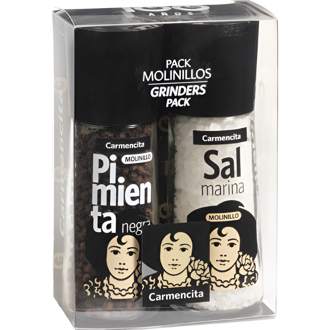 Molinillo pack sal marina y pimienta negra Carmencita 165gr