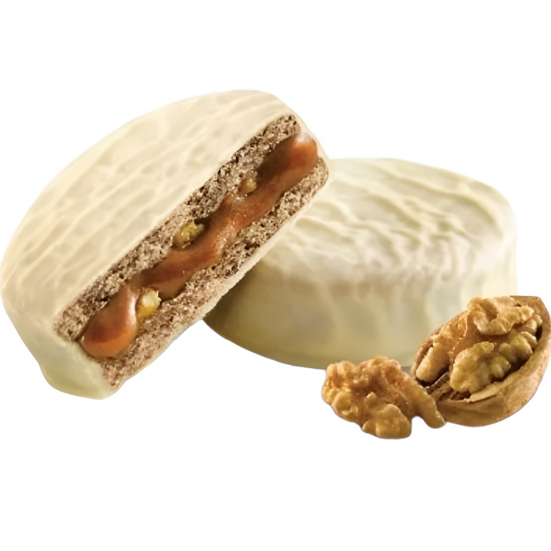 Alfajores con Nueces y Chocolate Blanco Havanna 6u - ¡Mmmm! | Oksuper