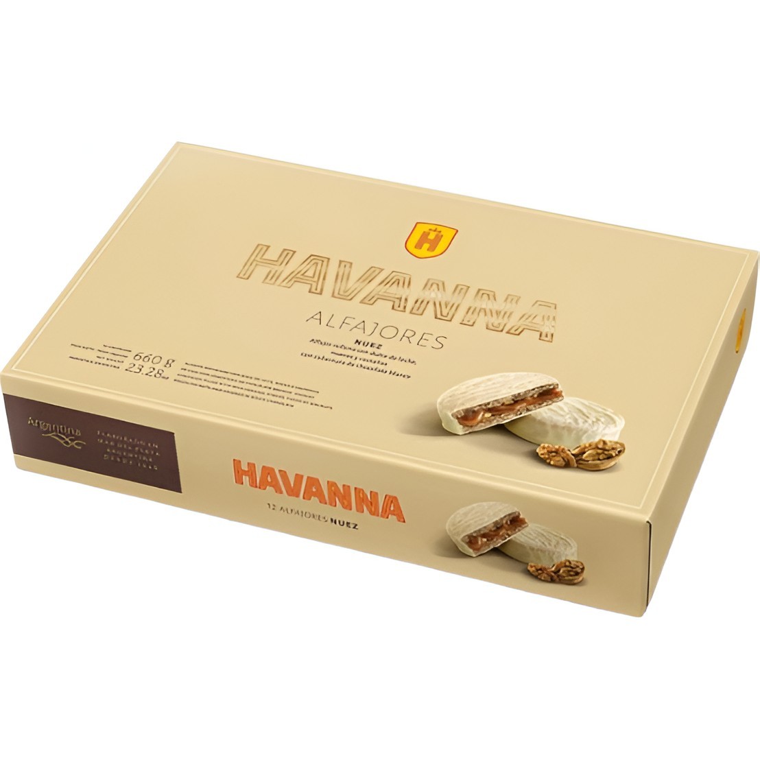 Alfajores con Nueces y Chocolate Blanco Havanna 12u - ¡Mmm! | Oksuper