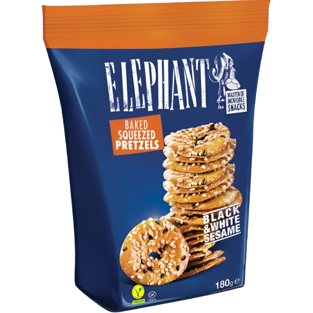 Pretzels con Sésamo Elephant 80g - Crujientes y Sabrosos | Oksuper