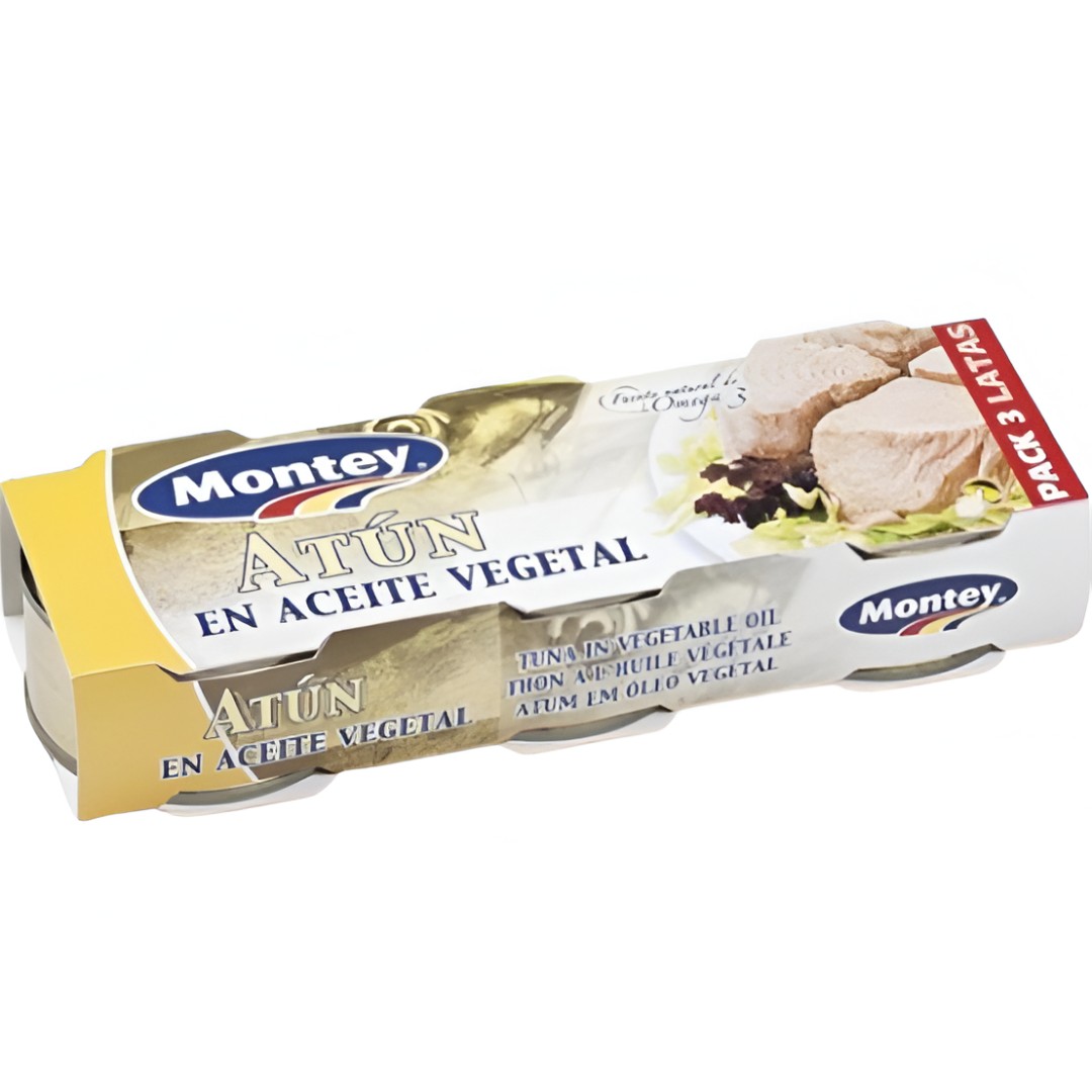 Atún en Aceite Vegetal Montey 85g Pack-3 - Rico y Versátil | Oksuper
