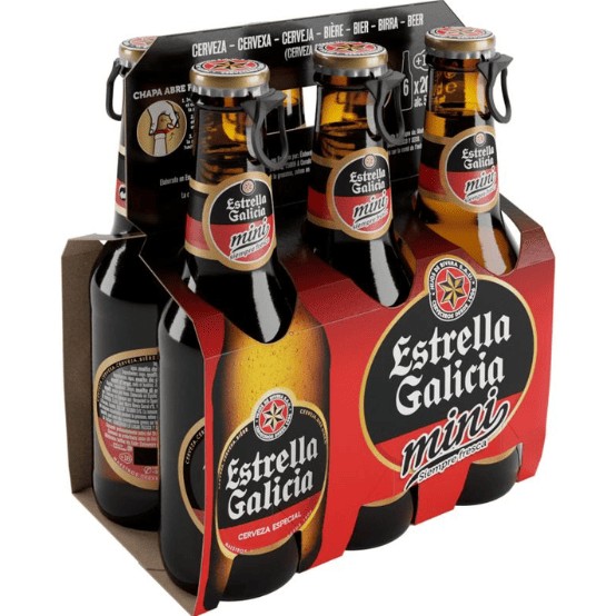 Cerveza Mini Pack-6 Estrella Galicia 20cl - Refrescante 5.5º | Oksuper