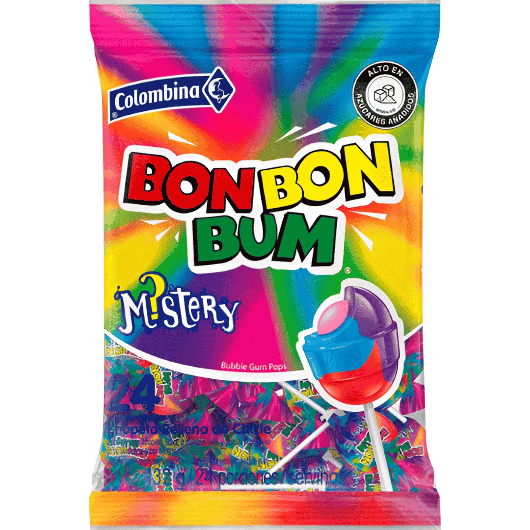 Piruletas Mystery Bon Bon Bum 408g - Sabores Misteriosos | Oksuper