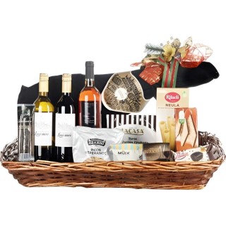 Bandeja navideña con jamón y vinos – Sabor Ibérico